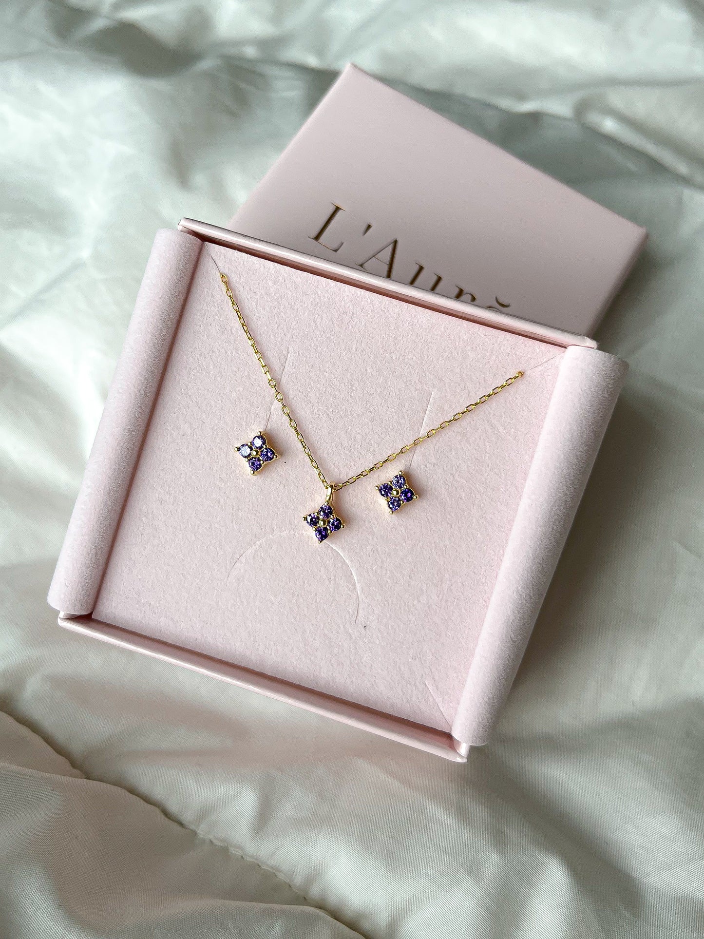 Amethyst Zircon Flower Necklace