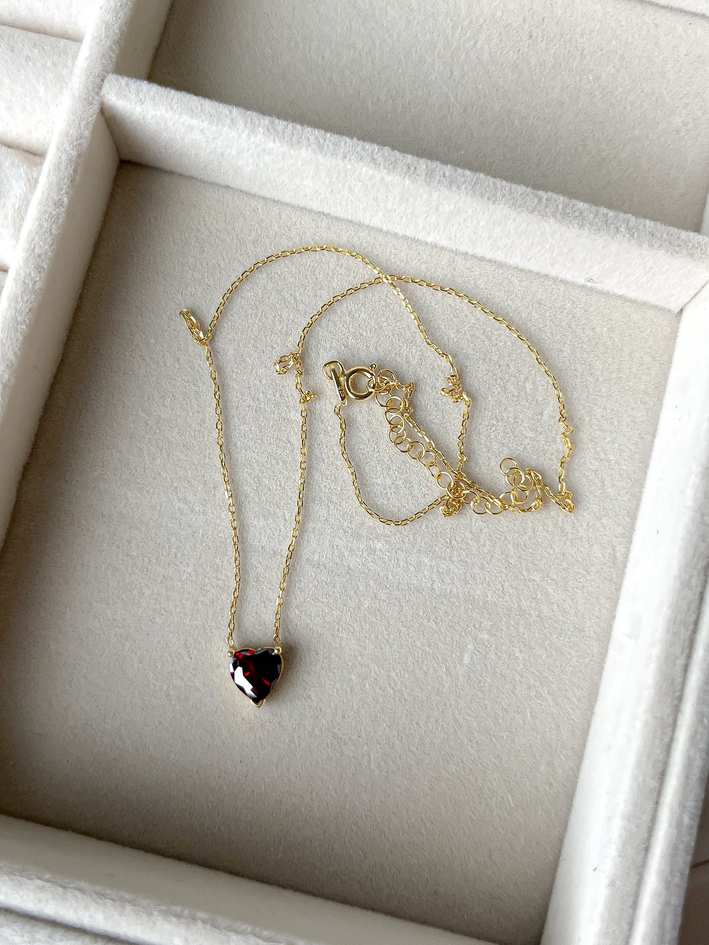 Gold Garnet Heart Necklace
