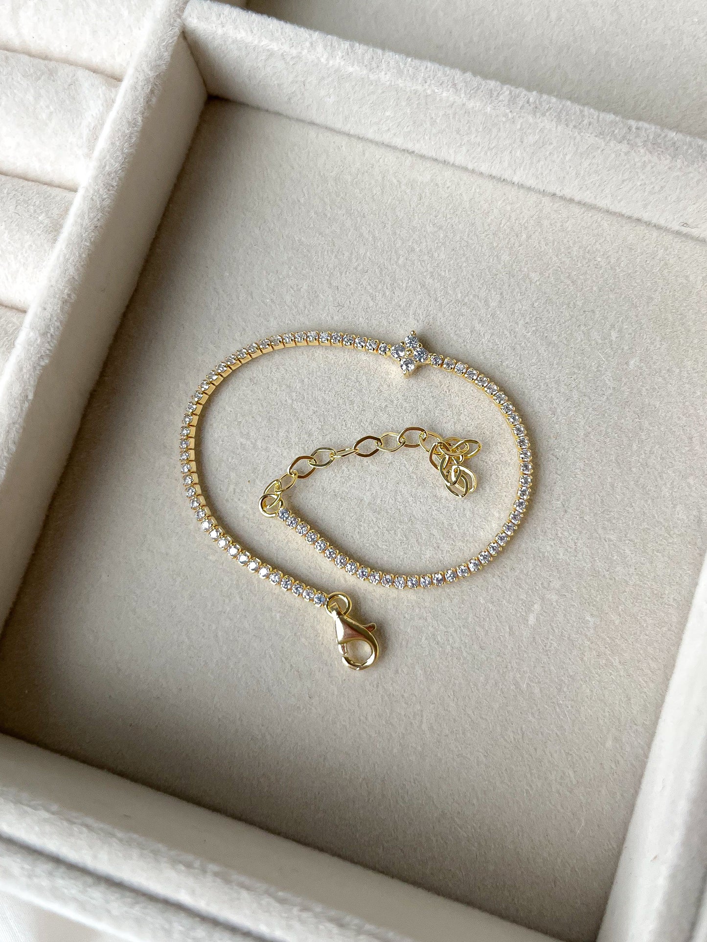 Gold Flower Tennis Bracelet