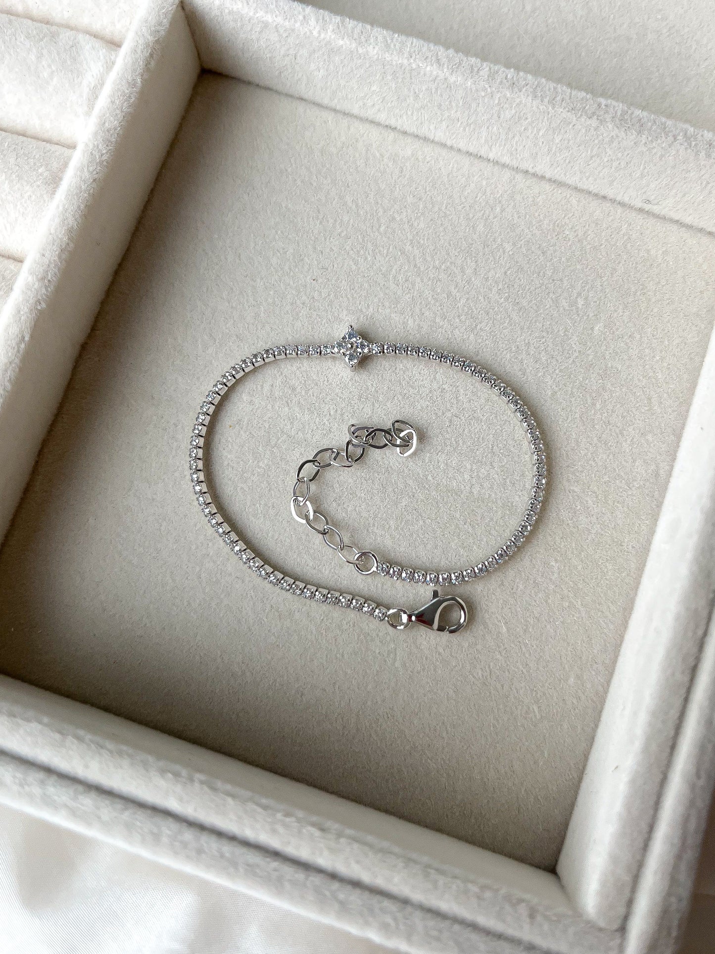 Silver Flower Tennis Bracelet