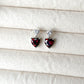 Silver Garnet Heart Earrings