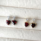 Silver Garnet Heart Earrings