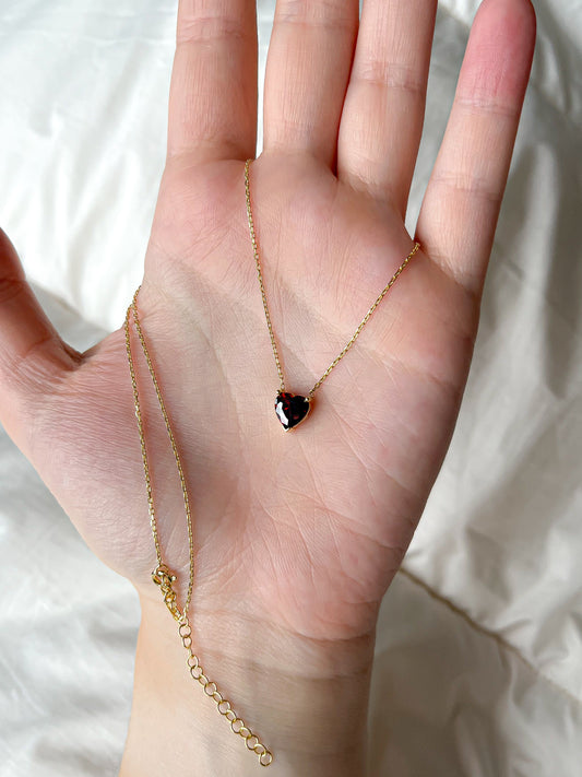 Gold Garnet Heart Necklace