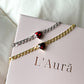 Silver Garnet Heart Bracelet