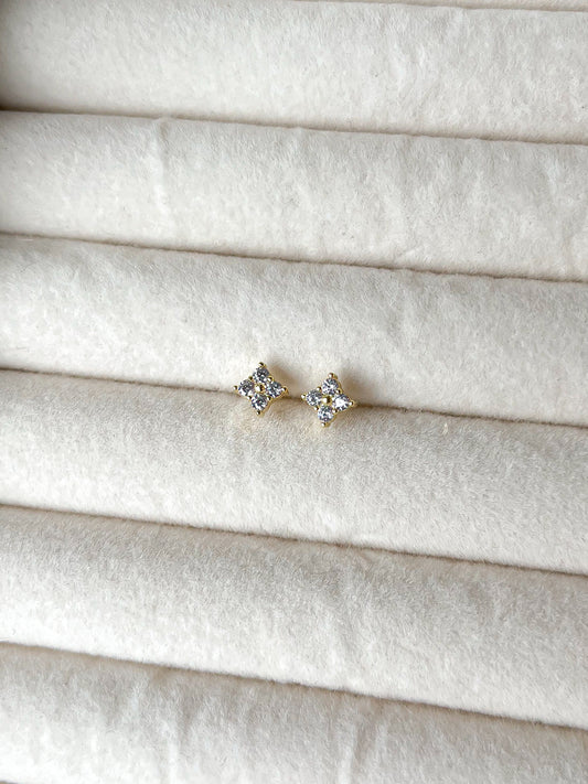 White Zircon Flower Earrings