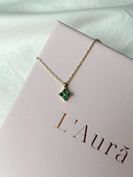 Emerald Zircon Flower Necklace